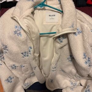Hollister Cream and Blue Floral Jacket